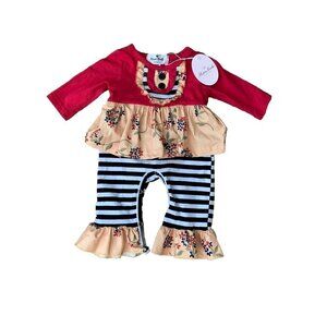 Marie Nicole Baby Girls Multicolor Floral Ruffled Romper Size 0-3 Months NWT